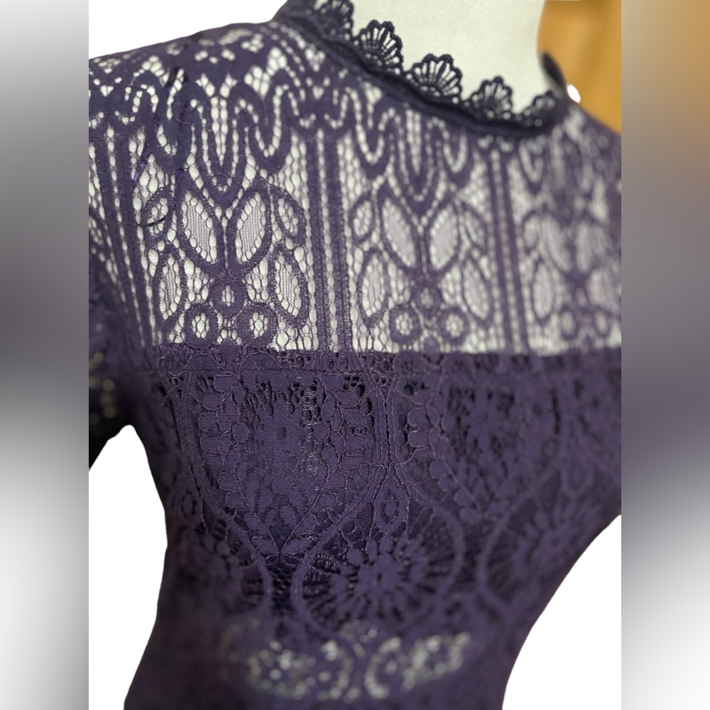 Stylish Purple Solid Turtle Neck Knee-Length Half… - image 2